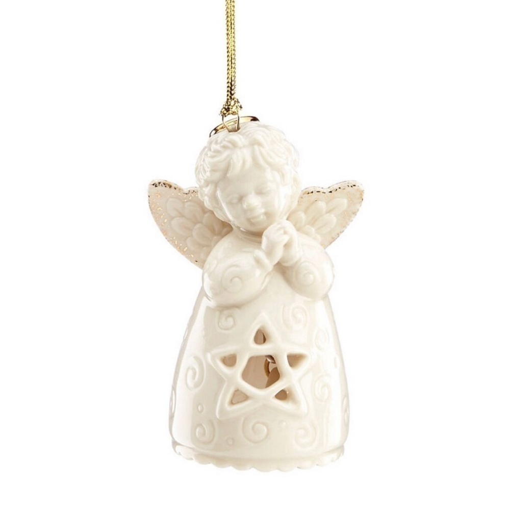 Lenox Angel Wishes Star Bell Christmas Tree Ornament Praying Porcelain